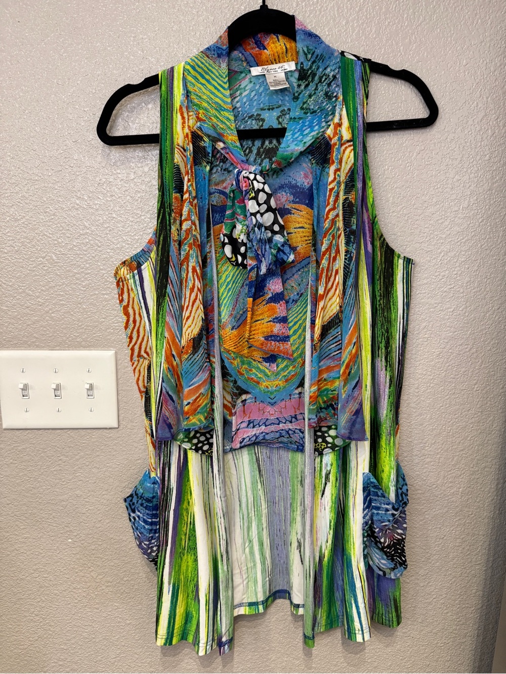 Elysee 26 Multicolor Mixed Print Art to Wear Lagenlook Vest Size M